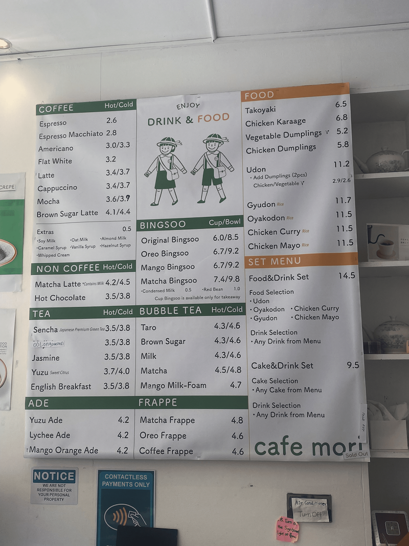 Example menu photo